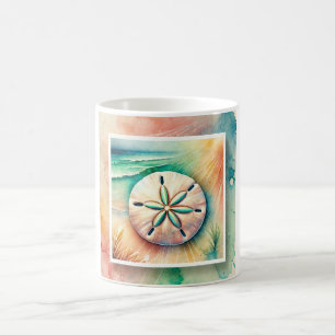 Sand Dollar in the Light 060824AREF122 - Watercolo Coffee Mug