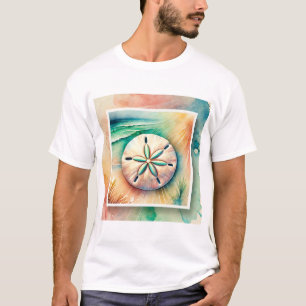 Sand Dollar in the Light 060824AREF122 - Watercolo T-Shirt