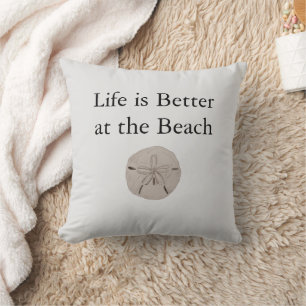 Sand Dollar Life is Better at the Beach Coastal Cushion