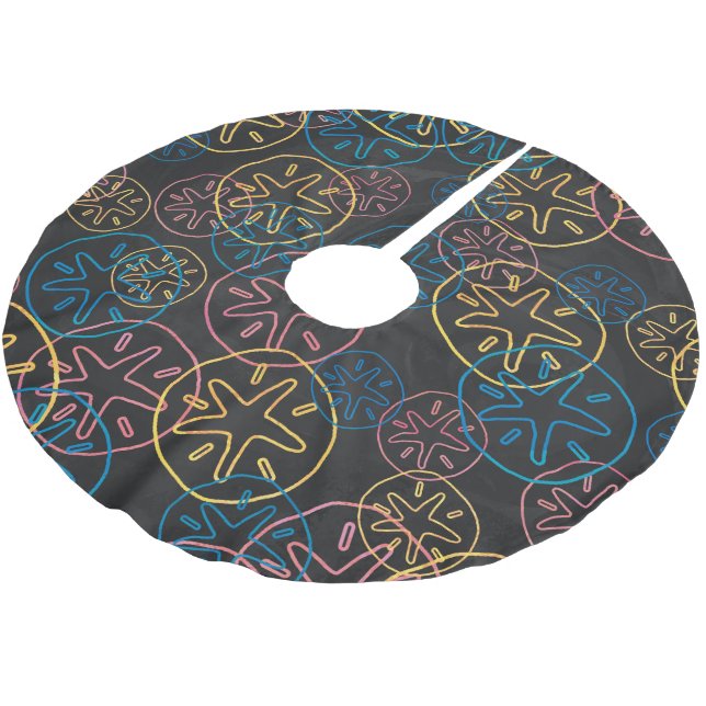 Sand Dollar Lines Red Yellow Blue Brushed Polyester Tree Skirt (Angled)