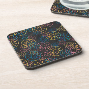 Sand Dollar Lines Red Yellow Blue Coaster