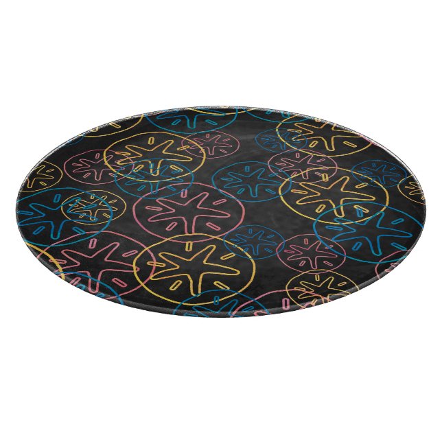 Sand Dollar Lines Red Yellow Blue Cutting Board (Corner)