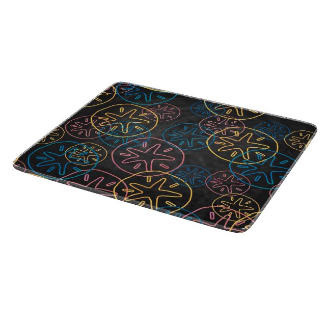 Sand Dollar Lines Red Yellow Blue Cutting Board (Corner)