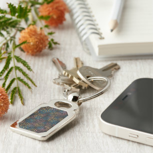 Sand Dollar Lines Red Yellow Blue Key Ring