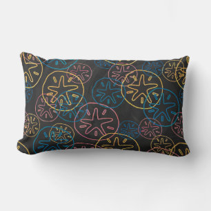 Sand Dollar Lines Red Yellow Blue Lumbar Cushion