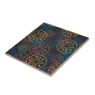 Sand Dollar Lines Red Yellow Blue Tile