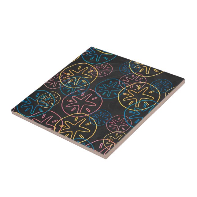Sand Dollar Lines Red Yellow Blue Tile (Side)