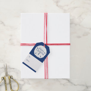Sand Dollar Navy Blue Tie On Gift Tags
