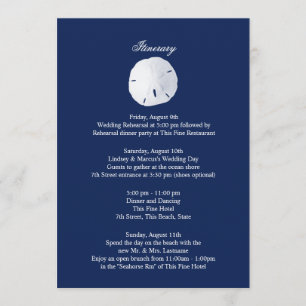Sand Dollar Navy Blue Wedding Intinerary Program
