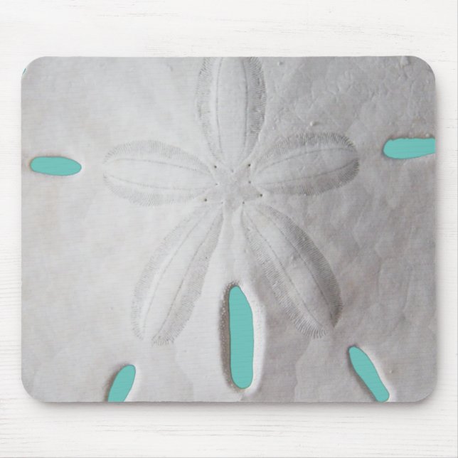 Sand dollar ocean beach white turquoise mouse pad (Front)