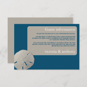 Sand dollar, Ocean Blue Beach Wedding Detail Enclosure Card