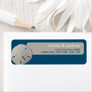 Sand dollar, Ocean Blue Beach Wedding Return Address Label