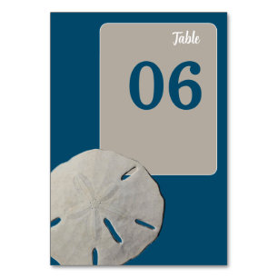 Sand dollar, Ocean Blue Beach Wedding Table Number