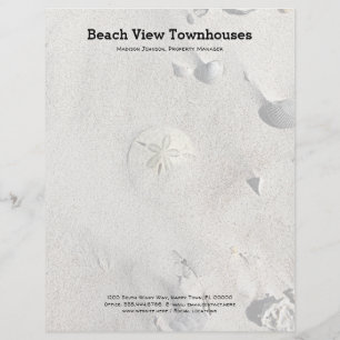 Sand Dollar on Beach Office Letterhead Paper