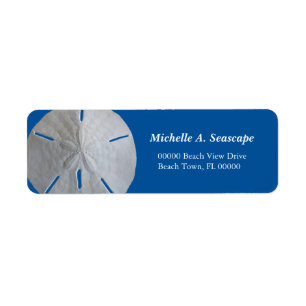 Sand Dollar on Bold Blue Return Address Label