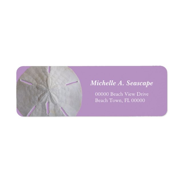 Sand Dollar on Purple Return Address Label (Front)