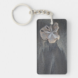 Sand dollar on sand key ring