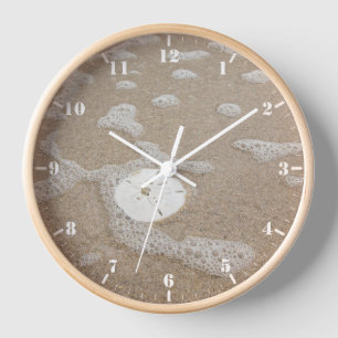 Sand dollar on tropical beach clock