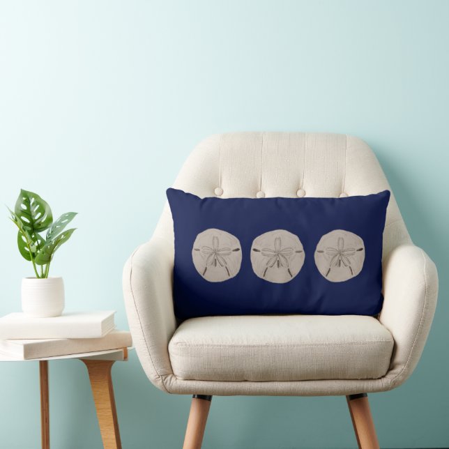 Sand Dollar Painting Navy Pillow (Chair)