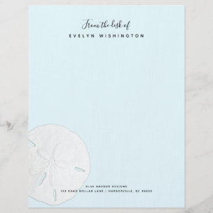 Sand Dollar Pale Blue Business Letterhead Paper