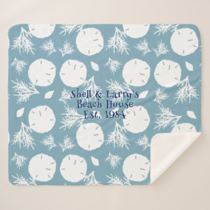 Sand Dollar Pattern Blue Beach Blanket