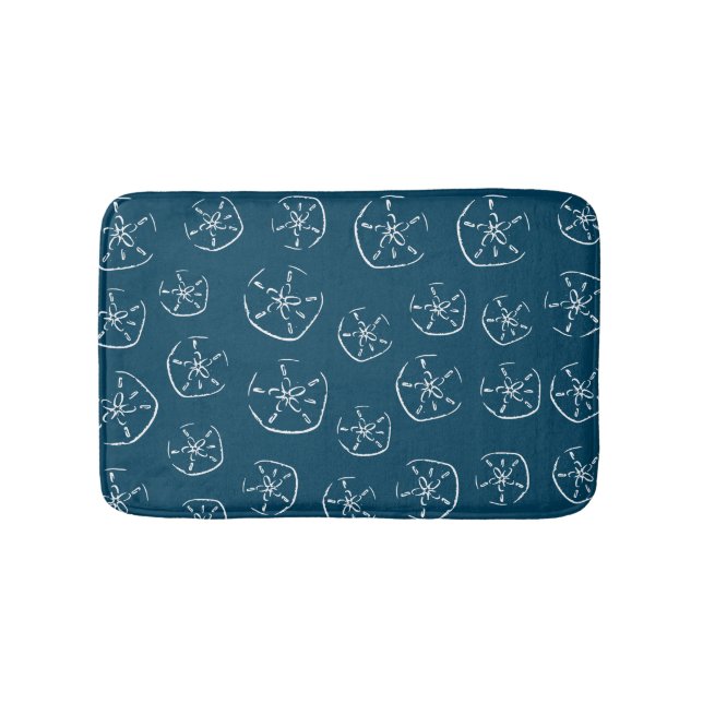 Sand Dollar Pattern Drawing Ocean Blue Bath Mat (Front)