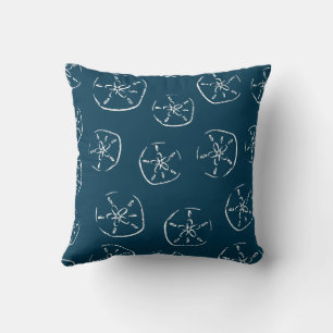Sand Dollar Pattern Drawing Ocean Blue Cushion