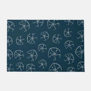 Sand Dollar Pattern Drawing Ocean Blue Doormat