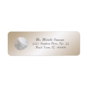 Sand Dollar Photograph on Light Brown Return Label Return Address Label