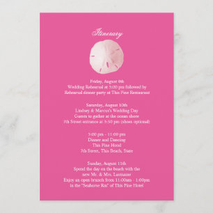 Sand Dollar Pink Wedding Intinerary Invitation