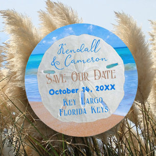 Sand Dollar Round Save the Date Cards