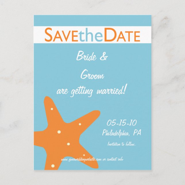 Sand Dollar Save the Date Announcement Postcard (Front)