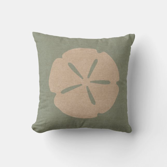 Sand Dollar Sea Shell Seafoam Green Cushion (Front)