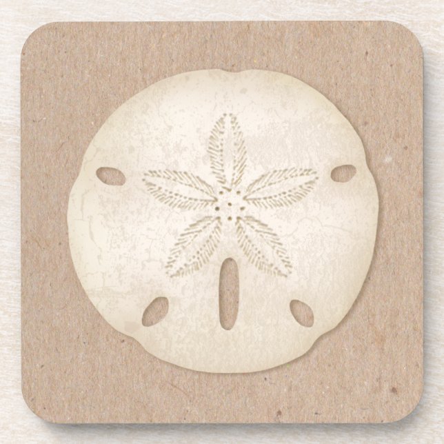Sand Dollar Seashell Beach Drink Coaster (Front)