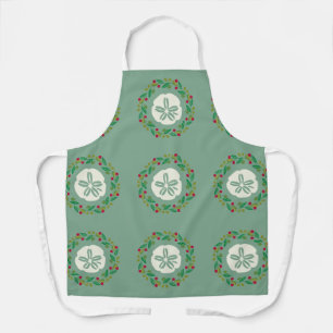 Sand Dollar Seashell Christmas Wreath Apron