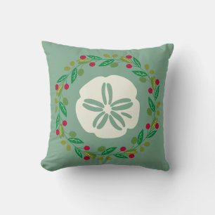 Sand Dollar Seashell Christmas Wreath Cushion
