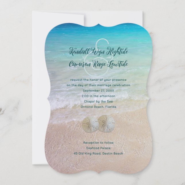 Sand Dollar Seaside Wedding Modern Invitation (Front)