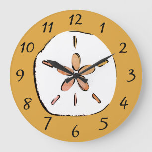 Sand Dollar Sketch  Large Clock