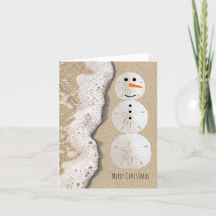 Sand Dollar Snowman Holiday Card