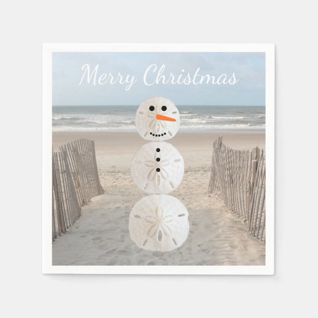 Sand Dollar Snowman Paper Napkins (Front)