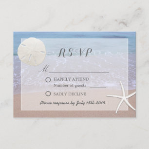Sand Dollar & Starfish Beach Theme Wedding RSVP Card