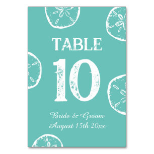 Sand dollar them beach wedding table numbers