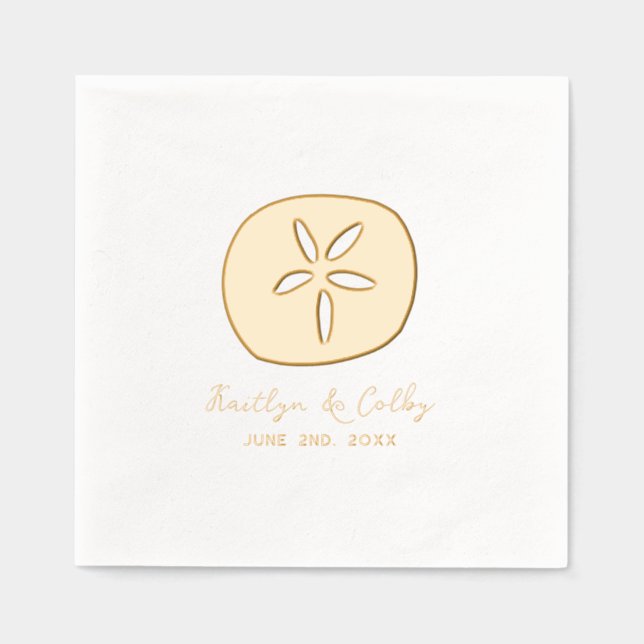 Sand Dollar Wedding Foil Napkins (Front)