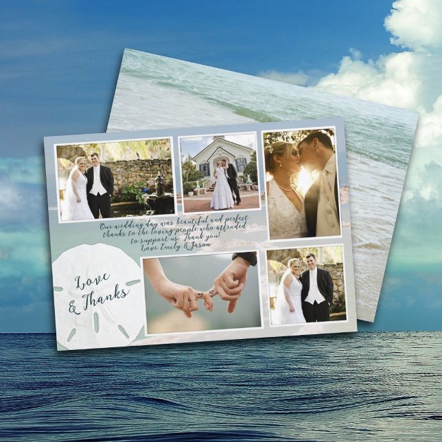 Sand Dollar Wedding Photos Thank You Cards (Creator Uploaded)