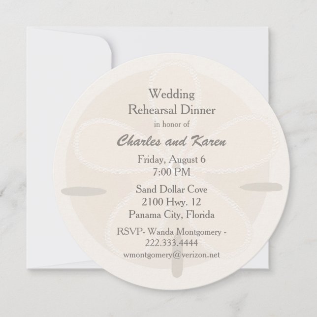 Sand Dollar Wedding Rehearsal Dinner Invitation (Front)