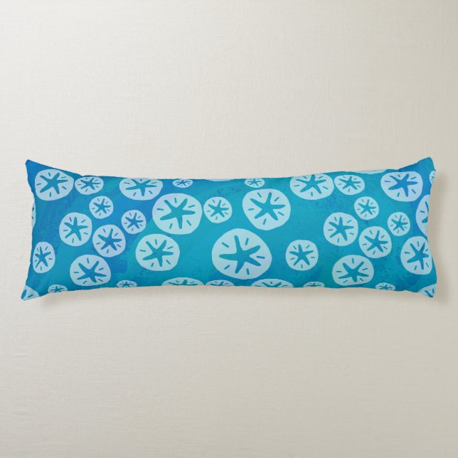 Sand Dollar White and Blue Pattern Body Cushion (Front)
