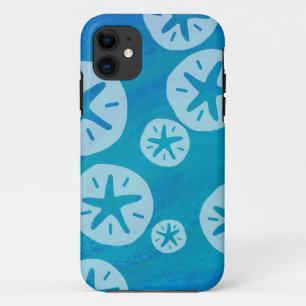 Sand Dollar White and Blue Pattern iPhone 11 Case