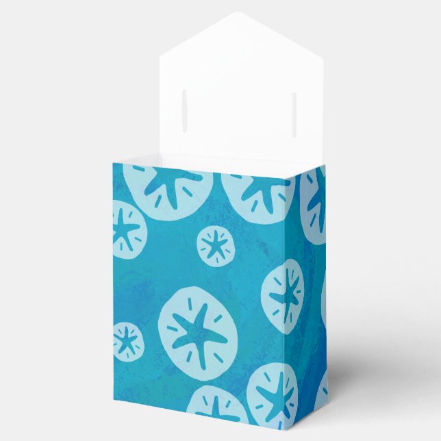 Sand Dollar White and Blue Pattern Favour Box (Opened)