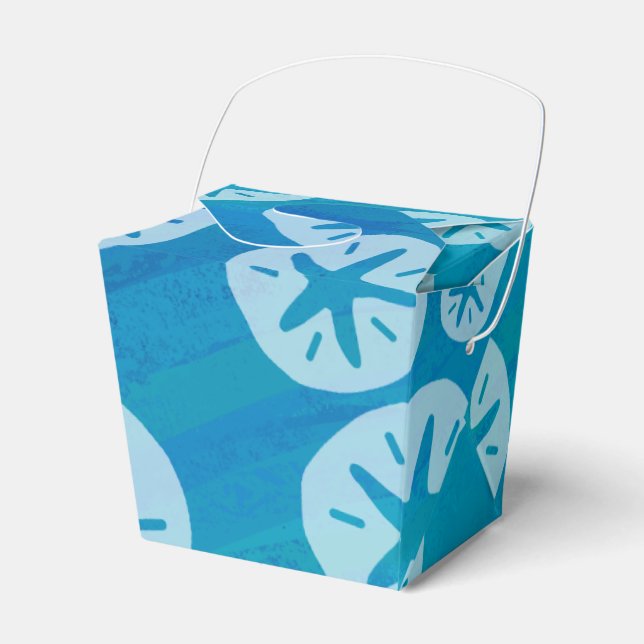 Sand Dollar White and Blue Pattern Favour Box (Front Side)
