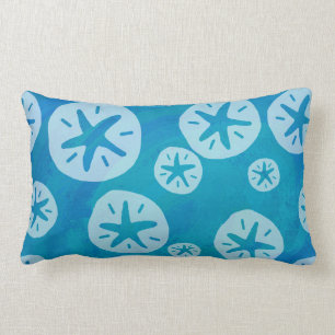 Sand Dollar White and Blue Pattern Lumbar Cushion
